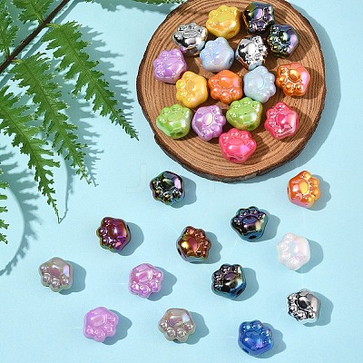 32Pcs UV Plating Acrylic Beads PACR-FS0001-04-1