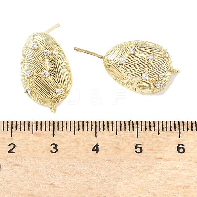 Brass Micro Pave Clear Cubic Zirconia Stud Earring Findings KK-Z106-02G-02-1