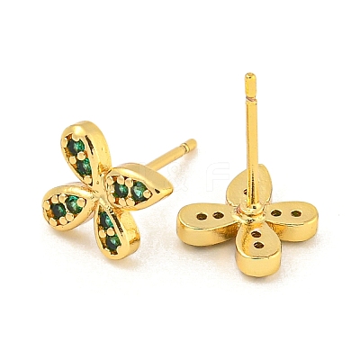 Rack Plating Brass Micro Pave Clear Cubic Zirconia Stud Earrings EJEW-N055-02G-03-RS-1
