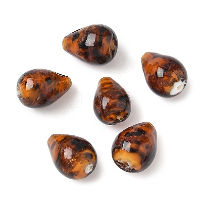 Handmade Gold Sand Lampwork Beads Strands LAMP-Q045-08A-03-1