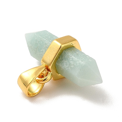 Natural Amazonite Pointed Pendants G-P481-01G-09-1