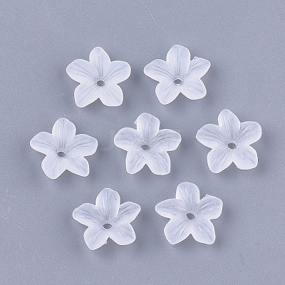 5-Petal Transparent Acrylic Bead Caps X-FACR-T001-06-1