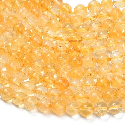 Natural Citrine Beads Strands G-F820-K04-8mm-1