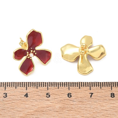 Brass Enamel Stud Earrings for Women KK-CBA760A-11G-06-1
