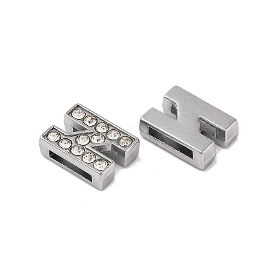 Alloy Initial Slide Charms with Grade A Rhinestones ALRI-R032-N-FF-1