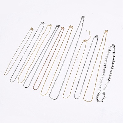 Mixed Style Stainless Steel & Brass Chain Necklaces STAS-XCP0001-29-1