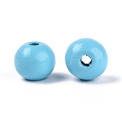 Spray Painted Round Natural Schima Wood Beads WOOD-A018-8mm-09-1