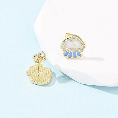 Brass Enamel Stud Earrings LS-EJEW-B152-01G-02-1
