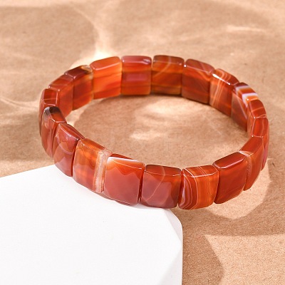 Dyed & Heated Natural Carnelian Faceted Beaded Stretch Bracelets for Women BJEW-K251-08G-1