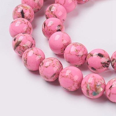Sea Shell and Synthetic Turquoise Assembled Beads Strands X-G-G758-01-6mm-1
