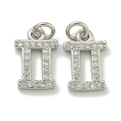 Rack Plating Brass Micro Pave Cubic Zirconia Pendants KK-K386-02E-P-1
