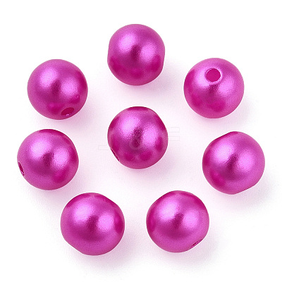 Spray Painted ABS Plastic Imitation Pearl Beads OACR-T015-05B-14-1