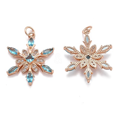 Brass Cubic Zirconia Pendants ZIRC-O044-02B-RG-1