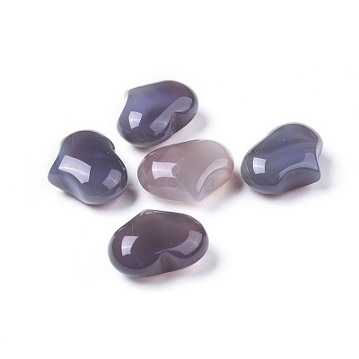 Natural Grey Agate Heart Love Stone G-F659-A14-1