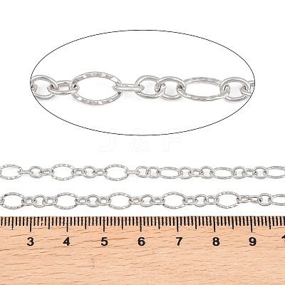 304 Stainless Steel Textured Oval Link Chains CHS-P028-12P-1