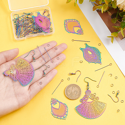 DIY Filigree Dangle Earring Making Kits DIY-UN0003-42-1
