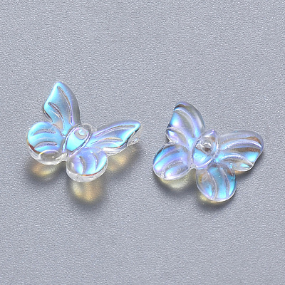 Transparent Spray Painted Glass Charms GLAA-T016-20-1