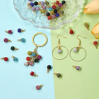 24Pcs 12 Colors Handmade Polymer Clay Rhinestone Pendants PALLOY-SW0026-01-1