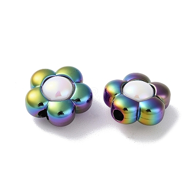 UV Plating Rainbow Iridescent Acrylic Beads OACR-H112-19B-1