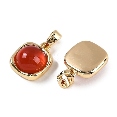 Natural Carnelian(Dyed & Heated) Square Charms KK-P283-46G-1