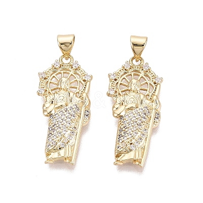 Religion Brass Micro Pave Clear Cubic Zirconia Pendants KK-N287-46J-G-1