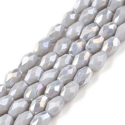 Opaque Solid Color Electroplate Glass Beads Strands EGLA-N013-P4mm-B05-1