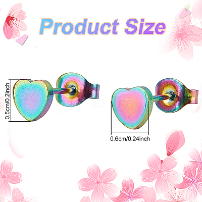 8Pcs 4 Colors Iron Heart Stud Earrings for Women EJEW-AN0002-86-1