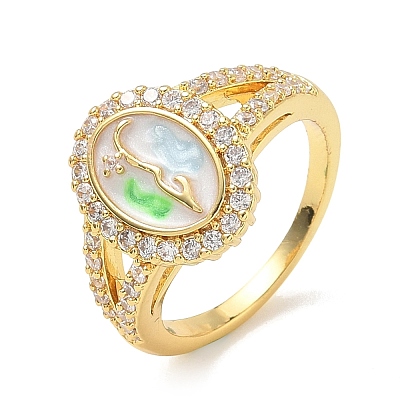 Brass Micro Pave Cubic Zirconia Finger Rings for Women RJEW-K261-17G-1