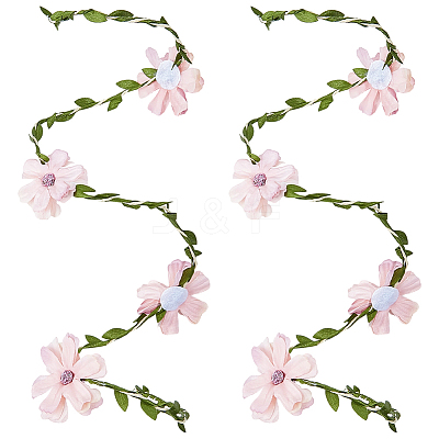 Flower Polyester with Iron wire Upper Arm Cuff Bangles for Women AJEW-GF0014-08A-1
