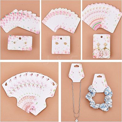 200 Pcs 4 Styles White Cardboard Display Cards CDIS-CA0001-13-1