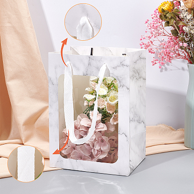 Flower Bouquet Paper Gift Bags ABAG-WH0005-46B-04-1
