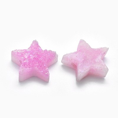 Electroplate Natural Druzy Quartz Charms G-P382-I18-1