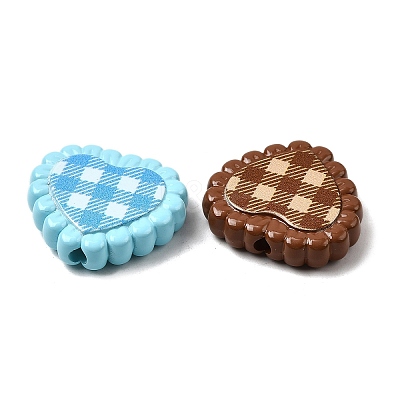 Printed Opaque Acrylic Beads OACR-H054-12-1