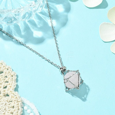 Crystal Cage Holder Necklace NJEW-JN04602-01-1