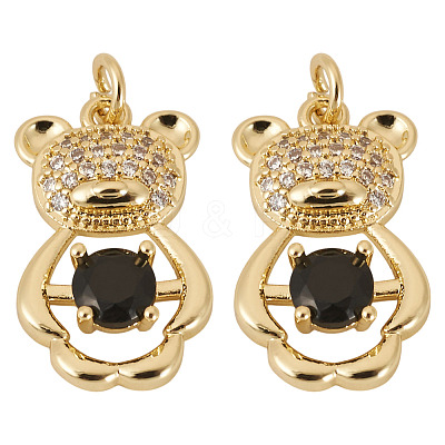 2Pcs Brass Micro Pave Cubic Zirconia Pendants KK-TA0002-81C-1