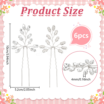 6Pcs Alloy Rhinestone Hair Sticks for Women OHAR-FG0001-08S-1