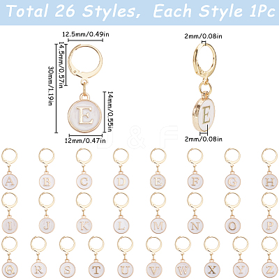 Letter A~Z Alloy Enamel Charms Pendant Locking Stitch Markers HJEW-SC00080-1