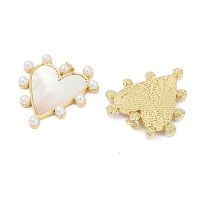 Brass Pave Natural Freshwater Shell Pendants KK-U058-25G-02-1
