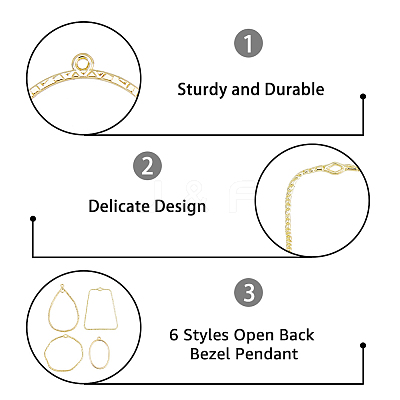 48Pcs 6 Styles Alloy Open Back Bezel Pendants FIND-DC0002-07-1