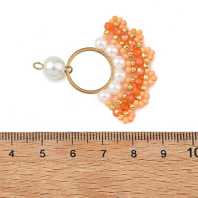 304 Stainless Steel & Glass Seed Beaded Pendants PALLOY-MZ01376-02-1