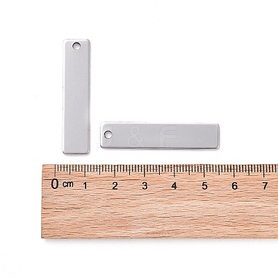 Tarnish Resistant 201 Stainless Steel Rectangle Stamping Blank Tag Pendants STAS-R064-15B-1
