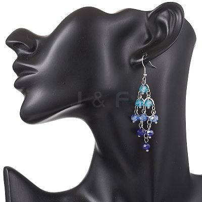 Rhombus Glass Beads Dangle Earrings EJEW-TA00790-1