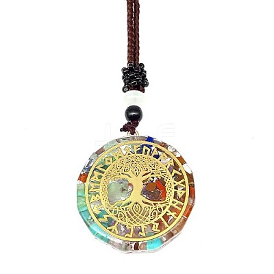 Resin & Natural & Synthetic Mixed Gemstone Pendant Necklaces OG4289-04-1