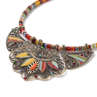 Alloy Rhinestone Teardrop Bib Necklace NJEW-C029-01C-1