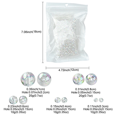 800Pcs 5 Sizes Eco-Friendly Transparent Acrylic Beads TACR-FS0001-21-1