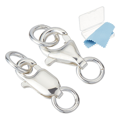 10Pcs 2 Styles 925 Sterling Silver Lobster Claw Clasps STER-ME0001-17-1