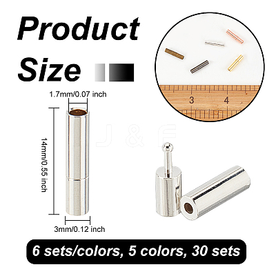 30 Sets 5 Colors Brass Bayonet Clasps KK-OC0001-37D-1