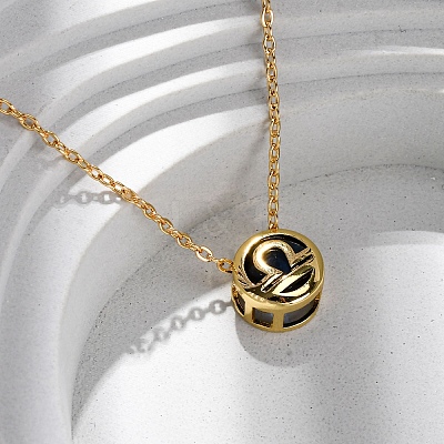 Brass Pave Cubic Zirconia Birth Stone Constellation Pendant Cable Chain Necklaces LS-NJEW-D334-01G-10-1