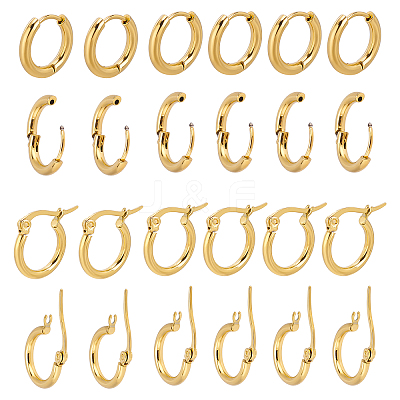 12Pair 2 Style 304 Stainless Steel Huggie Hoop Earrings STAS-UN0032-60-1