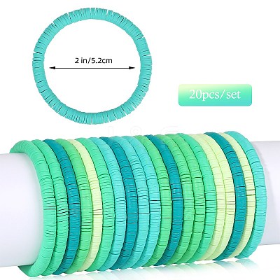 20Pcs 5 Colors Polymer Clay Heishi Surfer Stretch Bracelets Set BJEW-SW00132-1